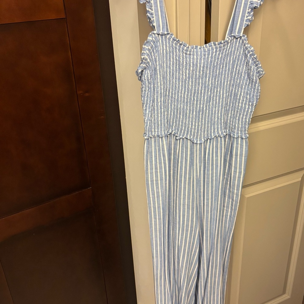 H&M blue striped jumpsuit